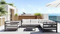Sale Adriano L Gartenlounge für 6 Personen, anthrazit/grau, Aluminium/Polyacryl, inkl. Kissen & Couchtisch Gartenlounge