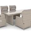 Bariya L Garten-Essgruppe, beige, Polyrattan, Tisch inkl. 6 Dining Sessel & Auflagen, verstellbar Polyrattan-Gartenmöbel|Garten-Essgruppen