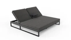 Sale Bellaco Outdoor Doppelliege, anthrazit, Alu/Polyacryl, inkl. Beistelltisch Gartenliegen|Aluminium-Gartenmöbel
