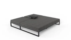 Sale Bellaco Outdoor Doppelliege, anthrazit, Alu/Polyacryl, inkl. Beistelltisch Gartenliegen|Aluminium-Gartenmöbel