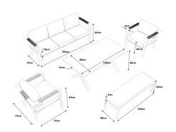 Discount Danni Gartenlounge für 5 Personen, weiß/grau, Aluminium, inkl. Polster, korrosions- und witterungsbeständig Gartenlounge|Aluminium-Gartenmöbel