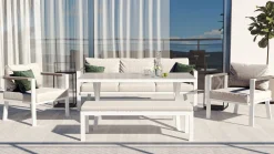 Discount Danni Gartenlounge für 5 Personen, weiß/grau, Aluminium, inkl. Polster, korrosions- und witterungsbeständig Gartenlounge|Aluminium-Gartenmöbel