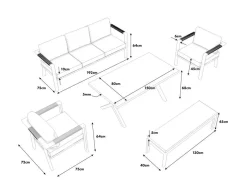 Discount Danni Gartenlounge für 5 Personen, weiß/grau, Aluminium, inkl. Polster, korrosions- und witterungsbeständig Gartenlounge|Aluminium-Gartenmöbel