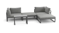 Sale Geneva Gartenlounge, 5-teilig, anthrazit/grau, Alu/Glas, flexibel verstellbar Aluminium-Gartenmöbel