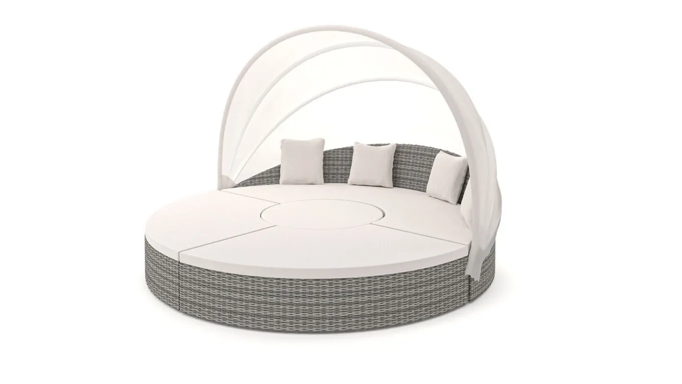 Online Hummel Plus Sonneninsel, grau/beige, Alu/Polyrattan, höhenverstellbarer Tisch, Sonnenschutz und Sichtschutz Gartenlounge|Aluminium-Gartenmöbel