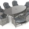 Online Livia Relax XL Garten-Essgruppe mit 8 Sesseln, grau, Polyrattan, ovaler Tisch, inkl. Kissen Garten-Essgruppen|Aluminium-Gartenmöbel