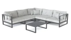 Matteo Corner Gartenlounge, anthrazit/grau, Alu/Polyacryl, Ecklounge inkl. Couchtisch & Kissen Gartenlounge