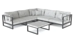 Matteo Corner Gartenlounge, anthrazit/grau, Alu/Polyacryl, Ecklounge inkl. Couchtisch & Kissen Gartenlounge