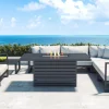 Clearance Matteo L Gartenlounge mit Feuertisch für 6 Personen, anthrazit/grau, Alu/Polyacryl, flexibel verstellbar Gartenlounge