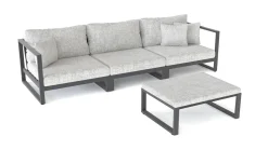 Hot Matteo S Gartenlounge 3-Sitzer, anthrazit/grau, Aluminium, inkl. Polster & Hocker Gartenlounge|Aluminium-Gartenmöbel