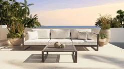 Hot Matteo S Gartenlounge 3-Sitzer, anthrazit/grau, Aluminium, inkl. Polster & Hocker Gartenlounge|Aluminium-Gartenmöbel