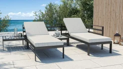 Clearance Meliya Gartenlounge, anthrazit/grau, Alu/Polywood, inkl. Kissen & Tisch, verstellbare Liegefunktion Gartenlounge|Aluminium-Gartenmöbel