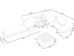 Clearance Meliya Gartenlounge, anthrazit/grau, Alu/Polywood, inkl. Kissen & Tisch, verstellbare Liegefunktion Gartenlounge|Aluminium-Gartenmöbel