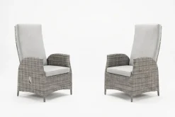 Best Merano Dining Sessel 2er-Set, grau meliert, Polyrattan, 64 x 57 x 105,5 cm, verstellbare Rückenlehne Polyrattan-Gartenmöbel|Gartenstühle & Gartensessel