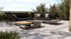 Discount Monero Gartenlounge für 6 Personen, anthrazit/braun, Alu/Polywood, inkl. Couchtisch, verstellbare Rückenlehnen Gartenlounge|Aluminium-Gartenmöbel