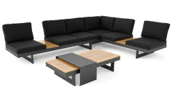 Discount Monero Gartenlounge für 6 Personen, anthrazit/braun, Alu/Polywood, inkl. Couchtisch, verstellbare Rückenlehnen Gartenlounge|Aluminium-Gartenmöbel