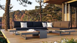 Discount Monero Gartenlounge für 6 Personen, anthrazit/braun, Alu/Polywood, inkl. Couchtisch, verstellbare Rückenlehnen Gartenlounge|Aluminium-Gartenmöbel