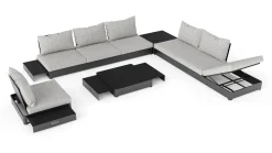 New Odessa Gartenlounge für 5-6 Personen, anthrazit/grau, Alu/Polyacryl, inkl. verstellbarer Rückenlehne, flexibel kombinierbar Aluminium-Gartenmöbel