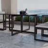 Discount Ricardo Dining M Garten-Essgruppe, anthrazit/grau, Alu/Glas, inkl. 4 Sessel & Sitzkissen, platzsparendes Design Garten-Essgruppen|Aluminium-Gartenmöbel