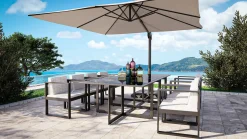 Hot Ricardo Dining XL Garten-Essgruppe, anthrazit/grau, Alu/Glas, inkl. 8 Sessel Garten-Essgruppen|Aluminium-Gartenmöbel