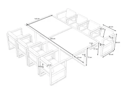Hot Ricardo Dining XL Garten-Essgruppe, anthrazit/grau, Alu/Glas, inkl. 8 Sessel Garten-Essgruppen|Aluminium-Gartenmöbel