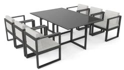 Outlet Ricardo Garten-Essgruppe für 6 Personen, anthrazit/grau, Alu/Glas, inkl. Tisch und Polster Garten-Essgruppen|Aluminium-Gartenmöbel