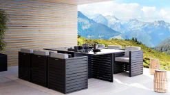 Sale RN-2 Garten-Essgruppe mit 6 Sesseln, weiß, Alu/Sicherheitsglas, inkl. Kissen Aluminium-Gartenmöbel