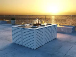 Sale RN-2 Garten-Essgruppe mit 6 Sesseln, weiß, Alu/Sicherheitsglas, inkl. Kissen Aluminium-Gartenmöbel