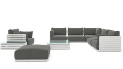 Best RN Round XL Gartenlounge für 6 Personen, weiß/grau, Aluminium, inkl. Polster, flexibel verstellbar Gartenlounge|Aluminium-Gartenmöbel