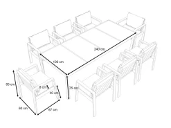 Online Rosario XL Garten-Essgruppe, anthrazit/grau, Alu/Glas, inkl. Tisch und 8 stapelbaren Stühlen Garten-Essgruppen|Aluminium-Gartenmöbel