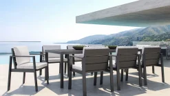 Online Rosario XL Garten-Essgruppe, anthrazit/grau, Alu/Glas, inkl. Tisch und 8 stapelbaren Stühlen Garten-Essgruppen|Aluminium-Gartenmöbel