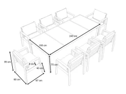 Online Rosario XL Garten-Essgruppe, anthrazit/grau, Alu/Glas, inkl. Tisch und 8 stapelbaren Stühlen Garten-Essgruppen|Aluminium-Gartenmöbel