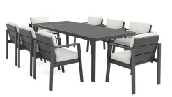 Online Rosario XL Garten-Essgruppe, anthrazit/grau, Alu/Glas, inkl. Tisch und 8 stapelbaren Stühlen Garten-Essgruppen|Aluminium-Gartenmöbel
