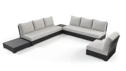 Sambesi Gartenlounge, anthrazit/grau, Alu/Polyacryl, Ecklounge inkl. 2 Beistelltische Gartenlounge|Aluminium-Gartenmöbel