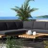 Discount Sedona M Gartenlounge für 5 Personen, anthrazit/naturbelassen, Aluminium/Akazie, inkl. Polster, robust & wetterfest Aluminium-Gartenmöbel
