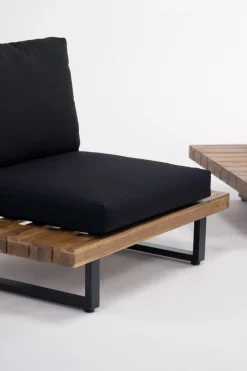 Discount Sedona M Gartenlounge für 5 Personen, anthrazit/naturbelassen, Aluminium/Akazie, inkl. Polster, robust & wetterfest Aluminium-Gartenmöbel