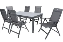 Discount Alice Comfort Garten-Essgruppe, xerix, Alu/Textilene, Tisch 180/240x100cm, 6 Klappstühle Garten-Essgruppen