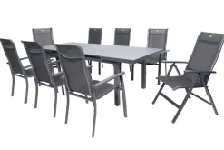 Outlet Alice Comfort Garten-Essgruppe, xerix, Alu/Textilene, Tisch 180/240x100cm, 6 Stapel-, 2 Klappstühle Garten-Essgruppen