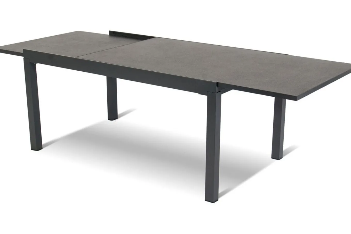New Alice Garten-Essgruppe, xerix/natur, Alu/Teak, 4x4 Textilen, 4 Stapelsessel, 260/160x90cm Garten-Essgruppen|Aluminium-Gartenmöbel