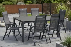 Sale Alice Garten-Essgruppe, xerix/anthrazit, Alu/Textil, 160 x 95 cm, 6 Klappstühle Garten-Essgruppen|Aluminium-Gartenmöbel