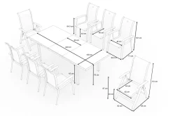 Sale Alice Garten-Essgruppe, xerix, Alu/4x4 Textilen, Tisch 180/240x100cm, 6 Stapel-, 2 Klappstühle Garten-Essgruppen