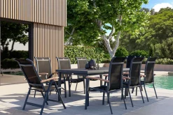 Sale Alice Garten-Essgruppe, xerix, Alu/4x4 Textilen, Tisch 180/240x100cm, 6 Stapel-, 2 Klappstühle Garten-Essgruppen