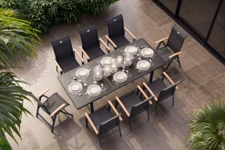 Sale Alice Garten-Essgruppe, xerix, Alu/4x4 Textilen, Tisch 180/240x100cm, 6 Stapel-, 2 Klappstühle Garten-Essgruppen