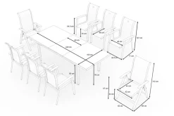 Sale Alice Garten-Essgruppe, xerix, Alu/4x4 Textilen, Tisch 180/240x100cm, 6 Stapel-, 2 Klappstühle Garten-Essgruppen