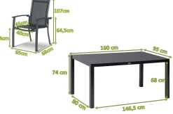 Best Alice Garten-Essgruppe, xerix/anthrazit, Alu/Textil, 160x95 cm, 4 Stapelsessel Garten-Essgruppen