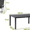 New Alice Garten-Essgruppe, xerix, Alu/Spraystone/Teak/4x4 Textilen, 160x95 cm, 4 Stapelsessel Garten-Essgruppen