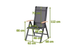 Hot Alice Klappstuhl, Alu/2x2 Textilen, xerix/anthrazit, mit Teak Armlehnen Gartenstühle & Gartensessel