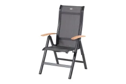 Hot Alice Klappstuhl, Alu/2x2 Textilen, xerix/anthrazit, mit Teak Armlehnen Gartenstühle & Gartensessel
