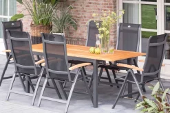 Clearance Alice Klappstuhl, xerix/schwarz, Alu/4x4 Textilen, mit Teak-Armlehnen Gartenstühle & Gartensessel
