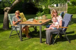 Clearance Alice Klappstuhl, xerix/schwarz, Alu/4x4 Textilen, mit Teak-Armlehnen Gartenstühle & Gartensessel